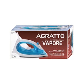 Ferro de Passar Roupa a Vapor e a Seco Agratto Vapore FV-02 Branco e Azul