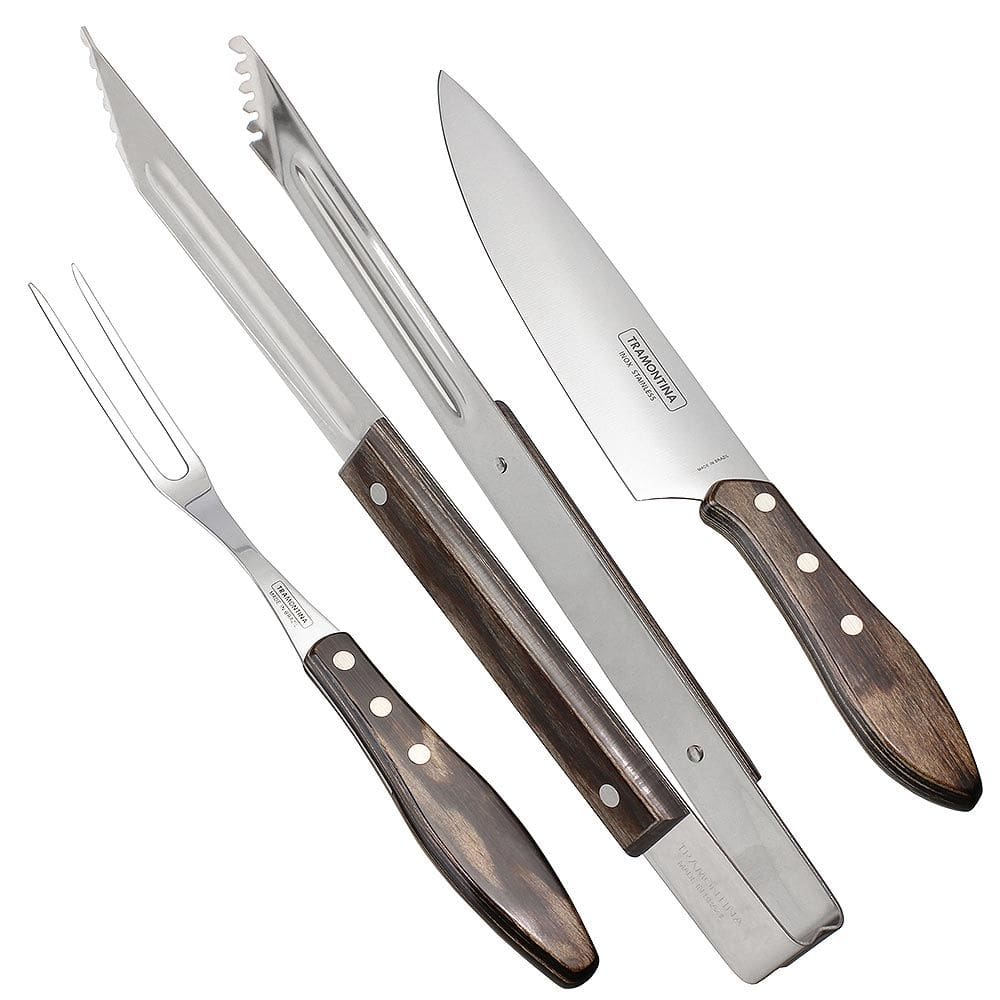 Conjunto para Churrasco 3 Peças Inox Tramontina 30217