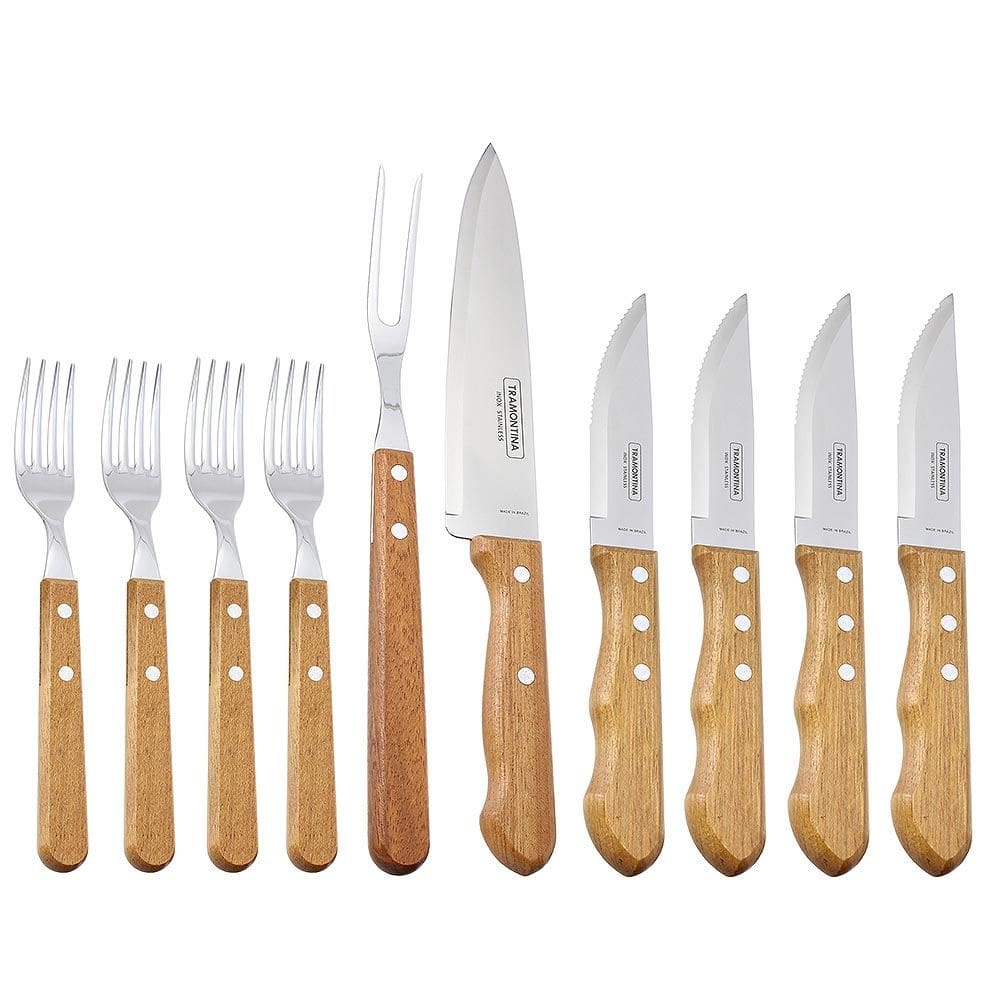 Conjunto para Churrasco 10 Peças Inox e Madeira Tramontina 30215