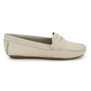 Mocassim Feminino Confort Couro Branco Drive Macio casual