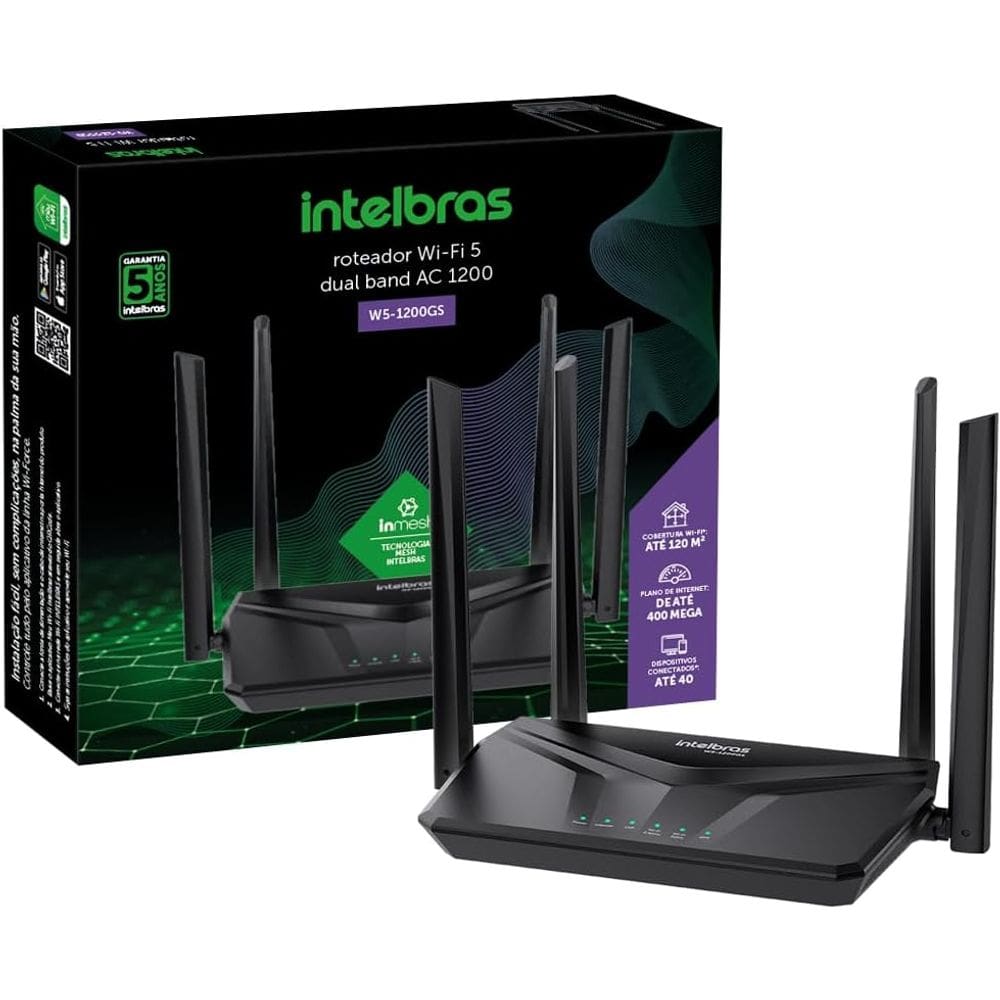 Roteador Dual Band Wifi W5 1200g Gigabit 4 Antenas In Mesh Intelbras