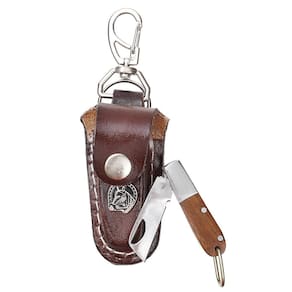 Mini Canivetee de Bolso com Cabo de Madeira A Master Inox e Bainha de Couro 31138