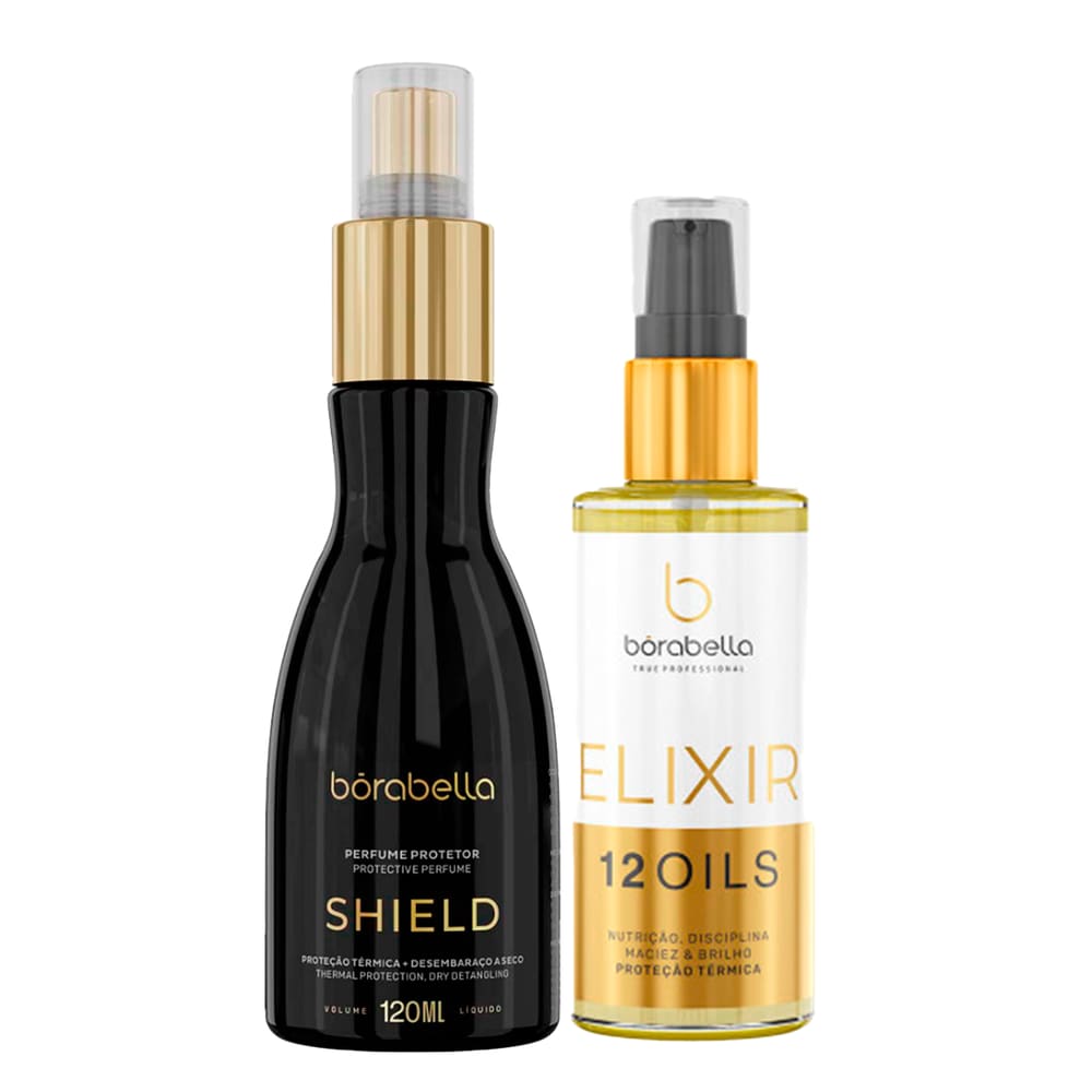 Kit Óleo Elixir 12 Óleos, Shield Protetor Térmico Bórabella