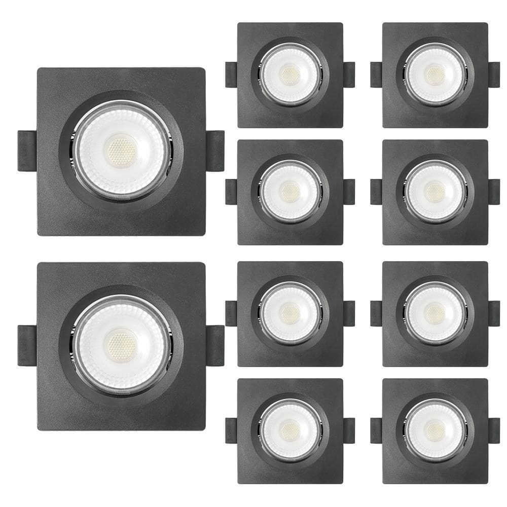 10 Spot De Led Embutir Mr11 Quadrado 3W Preto Bivolt 6500K