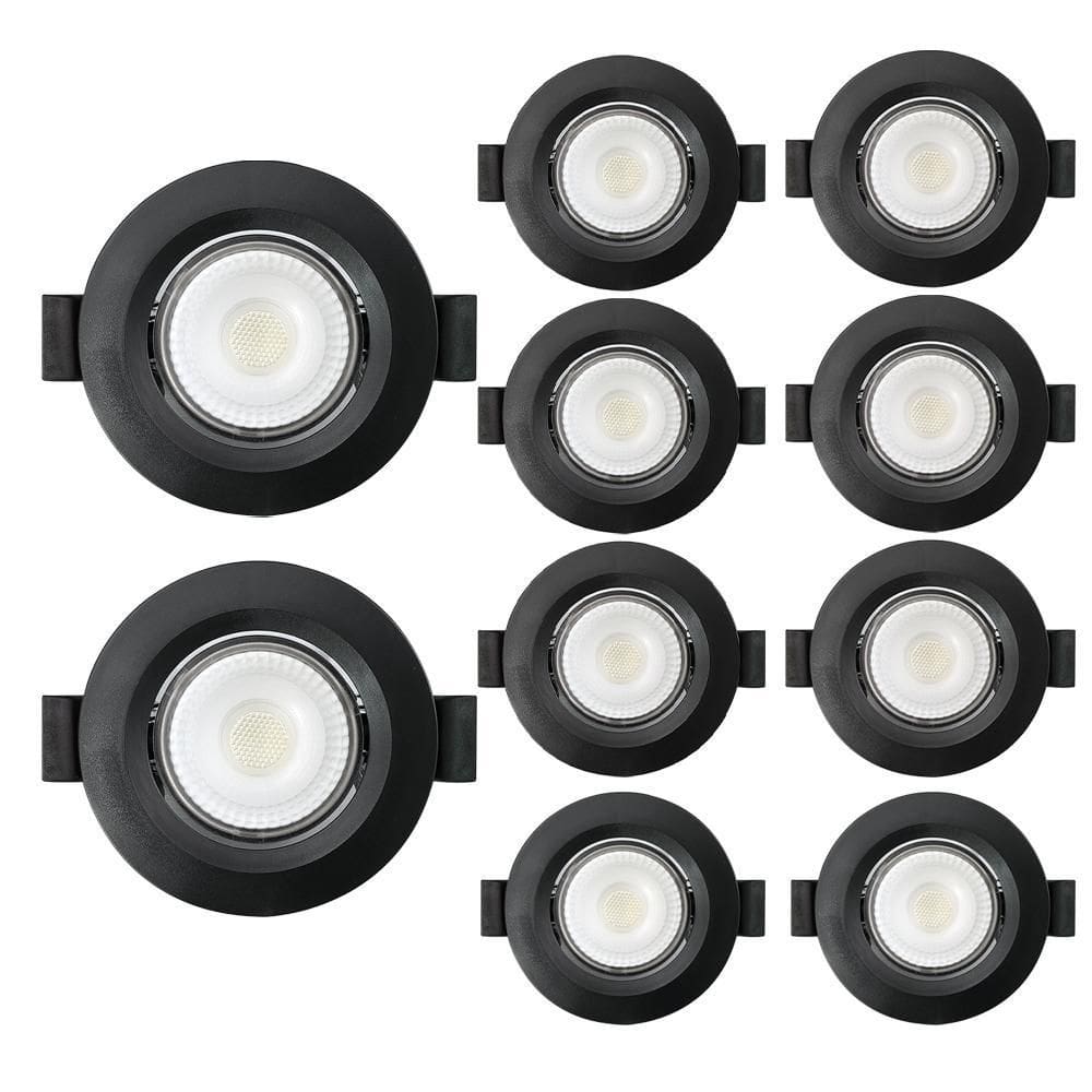 10 Spot De Led Embutir Mr11 Redondo 3W Preto Bivolt 6500K