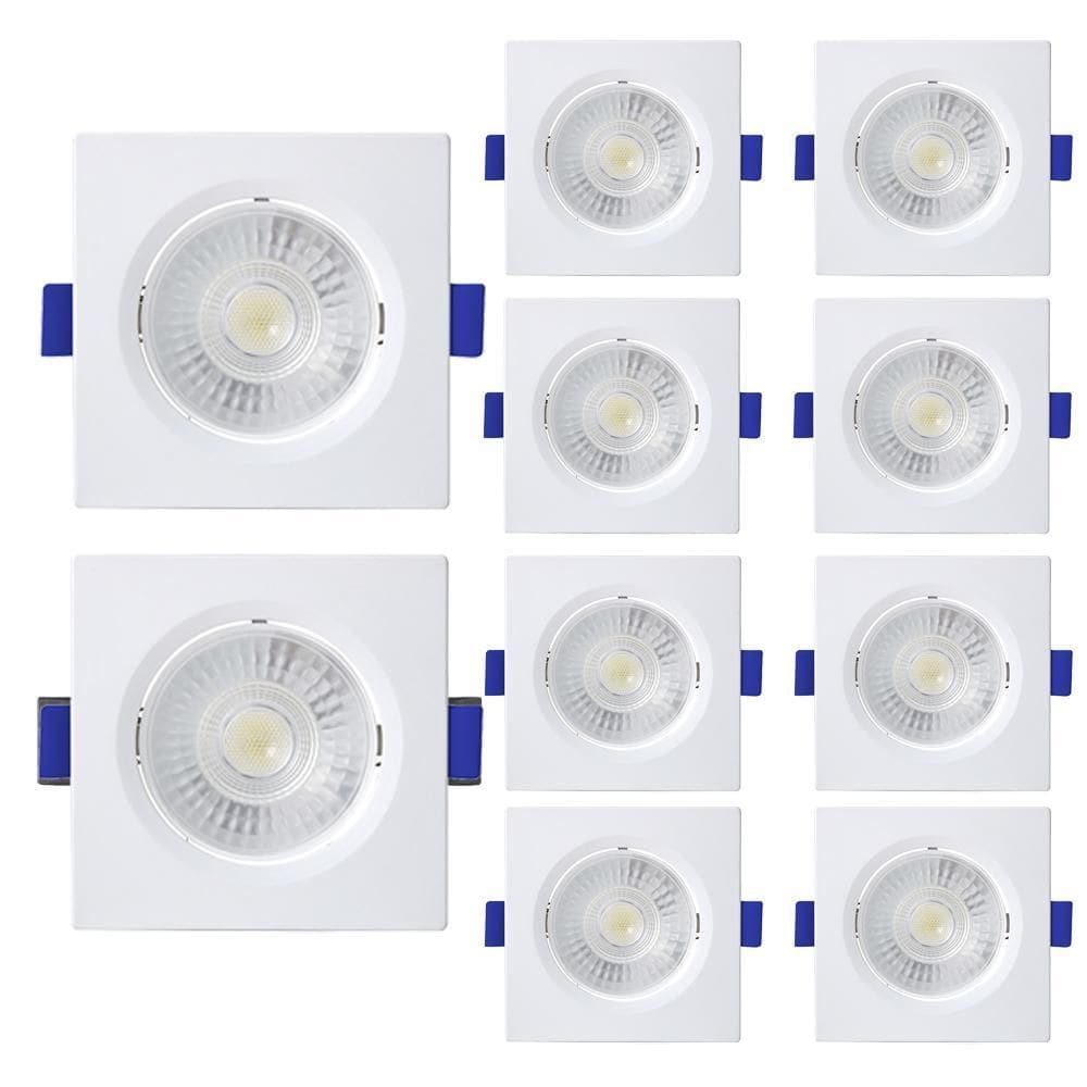 10 Spot De Led Embutir Mr11 Quadrado 3W Bivolt 6500K
