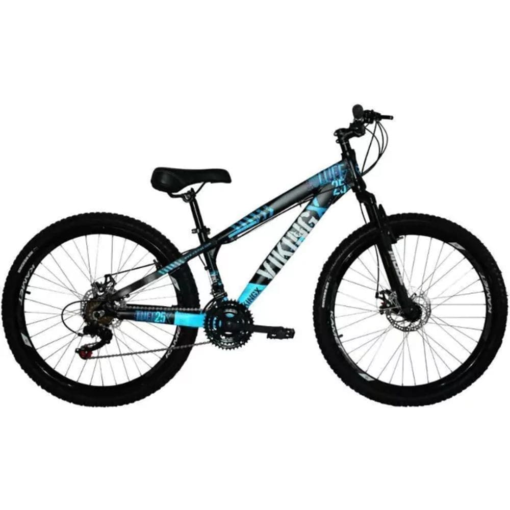 Bicicleta Vikingx Preto Azul TUFF25/30 Aero Aro 26 Cambios Importados 21V