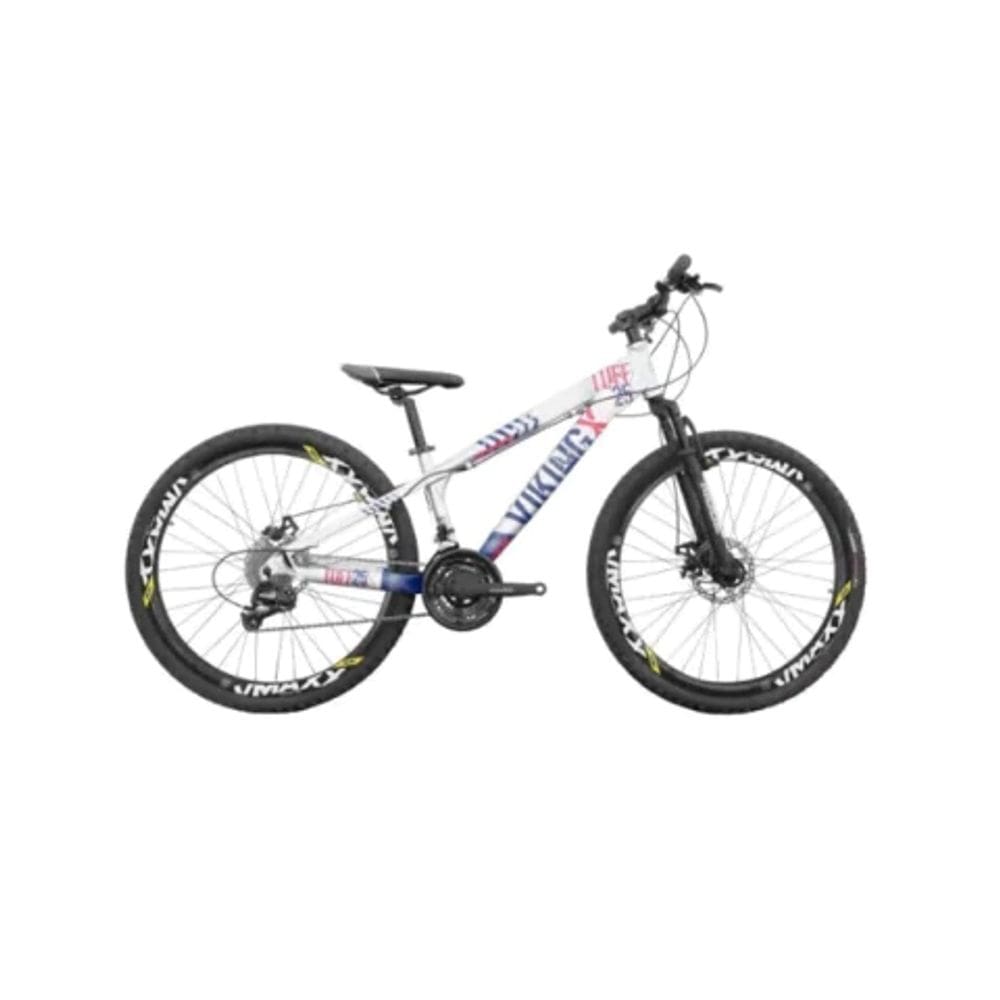 Bicicleta Viking Aro 26 Prata azul TuffX25 Câmbio shimano Vmaxx Freio a Disco 21V