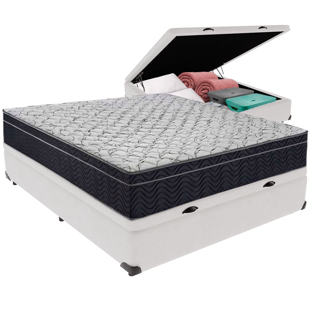 Cama Box Baú Branco Colchão Víuvo Ortobom Airtech