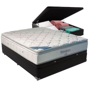 Colchão Casal Freedom Ortobom Base Box Baú Preto Espuma