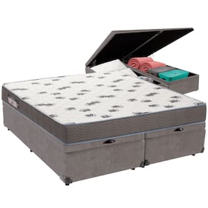 Cama Box Baú e Colchão Light Espuma D33 Queen Ortobom - Queen - Cinza