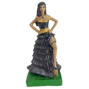 Escultura Pomba Gira Preta 15 Cm Com Crânio No Pé 7 Saias