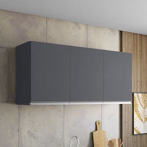 Armário Aéreo 3 Portas 120cm Andréia Cinza AJL Móveis