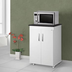 Balcão Microondas Vitória Branco Preto AJL Móveis