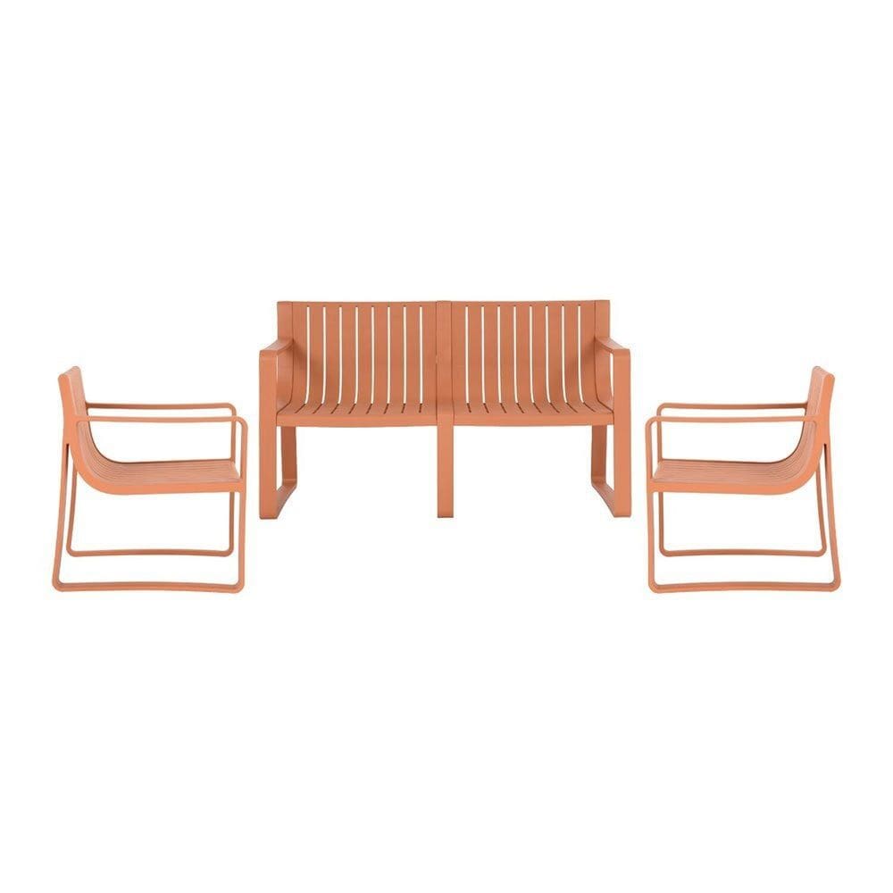Conjunto Para Jardim com um Sofá e Duas Poltronas Verte Eco Pêssego