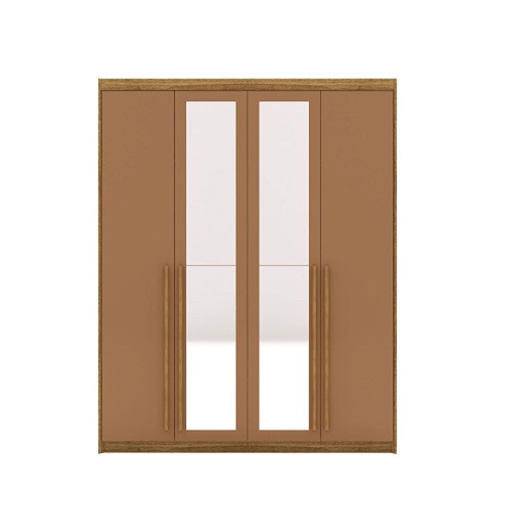 Guarda Roupa Com Espelho Dubai 4 Portas Nature/Camarim - Vila Rica Móveis