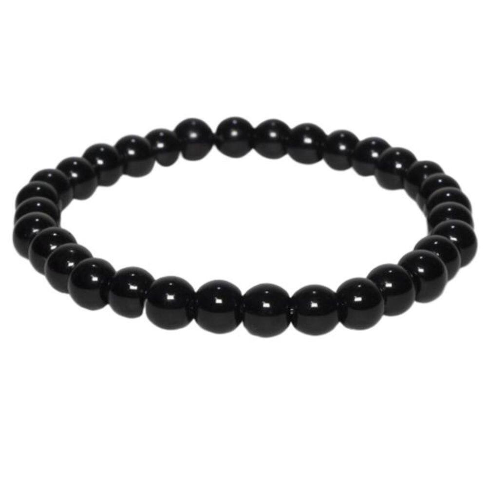Pulseira Pedra Natural Ônix Preto 18,5cm - Vorax Acessórios
