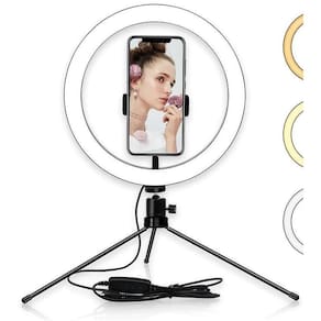 Iluminador Ring Light 10 Polegadas 26Cm Com Tripé De Mesa