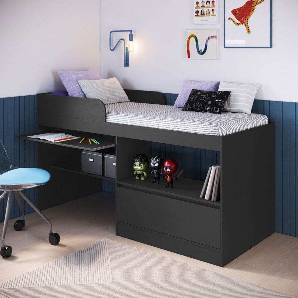 Cama Infantil Multifuncional Jacarta 1 Porta Grafite - Art In Móveis