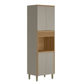 Paneleiro Allure 4 Portas 100% Mdf Jequitibá/Gris Fosco - Linea Brasil