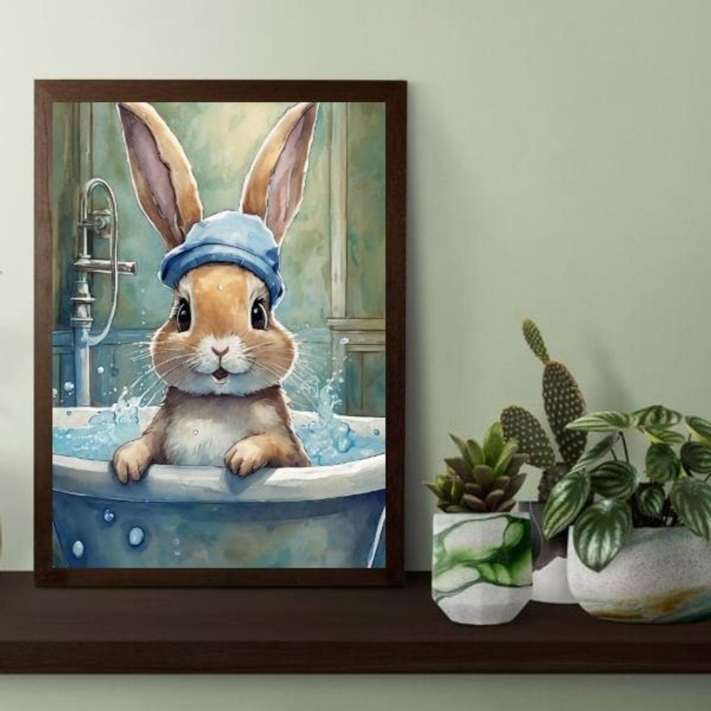 Quadro Decorativo Banheiro - Coelhinha 45X34Cm