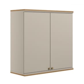 Armário Aéreo Cozinha 80 Cm Atena 2 Portas 100% Mdf Jequitibá/Off White Fosco - Linea Brasil