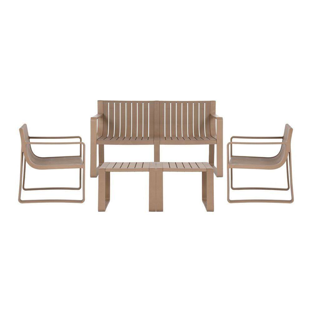 Conjunto Para Jardim com um Sofá, Duas Poltronas e Duas Mesas de Centro Verte Eco Café