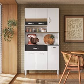 Armário de Cozinha Compacta 6 Portas 1 Gaveta 176,0cm X 92,0cm X 36,3cm White/Preto