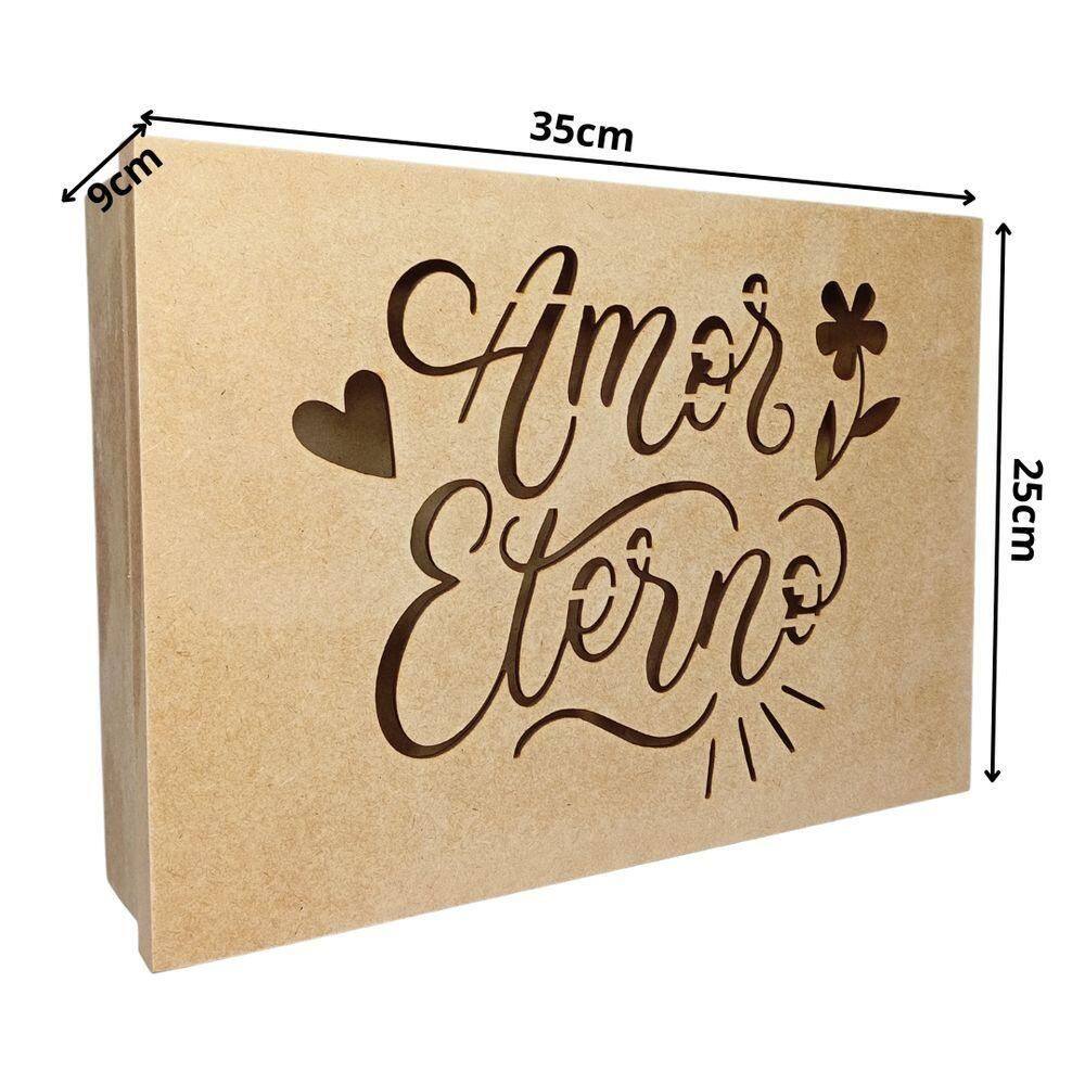 Caixa Para Presente Em Mdf Cru (35x25x09) Amor Eterno