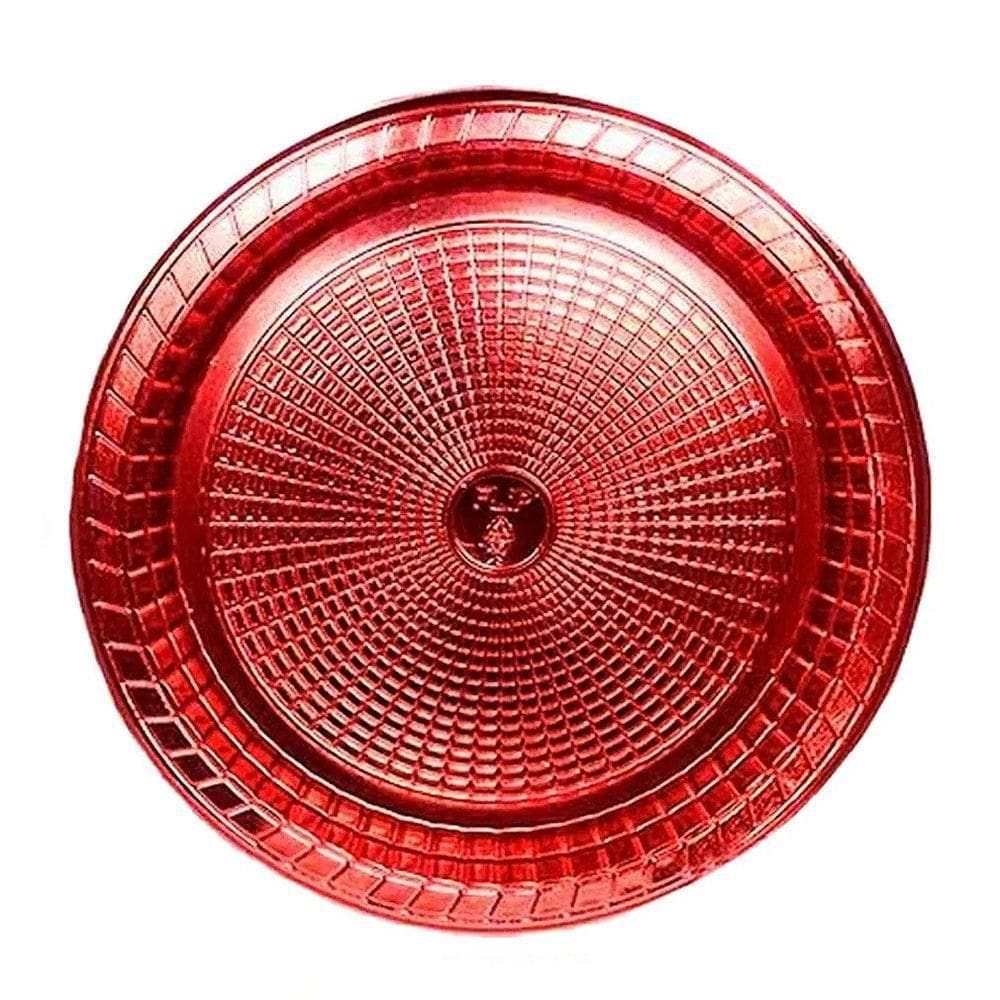 Prato Descartável Metalizado Vermelho 15cm - 10 Unidades