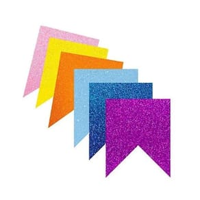 Mini Bandeirinha Eva Com Glitter Colorida Para Decoração