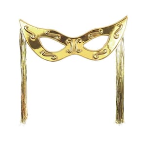 Máscara Decorativa Grande Com Chicote Festa Carnaval Cor Dourado