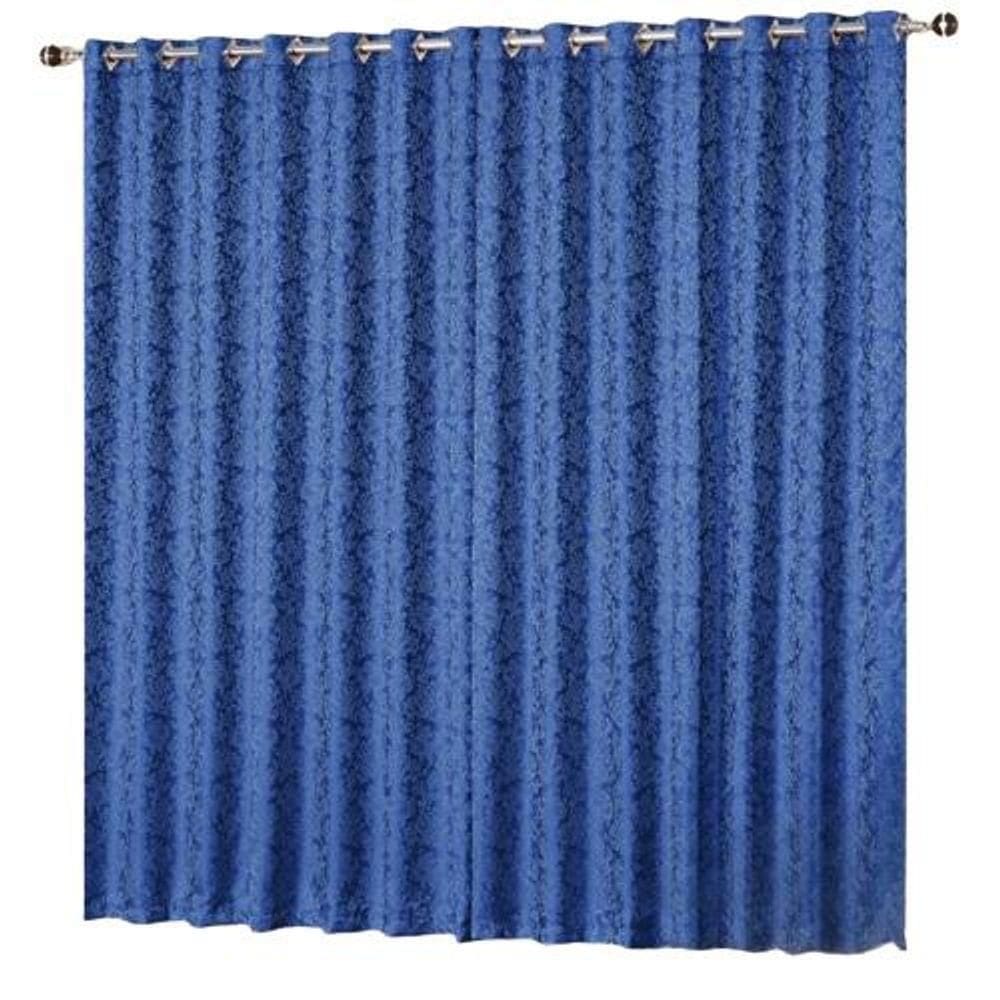 Cortina Jacquard 3,00x2,70 Para Varão Simples Azul