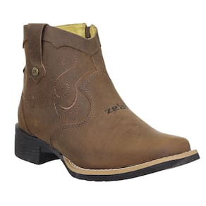 Botina Feminina Marrom Bico Quadrado Zebu 37967