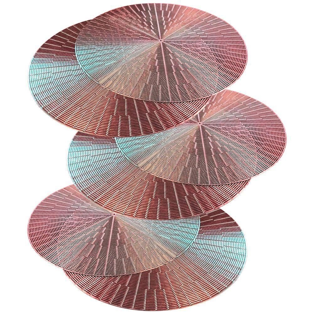 Jogo Americano 8 Peças Mesa Posta Mesa Redondo Linha Luxo Tamanho Grande Modelo Egípcio Em Pvc Cor:rose