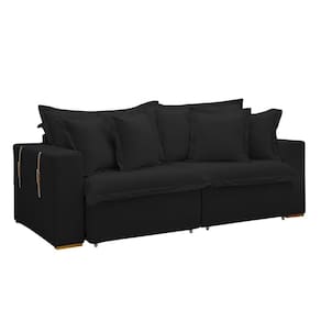 Sofá Cama Retrátil E Reclinável Arizona Veludo Preto 2,20m