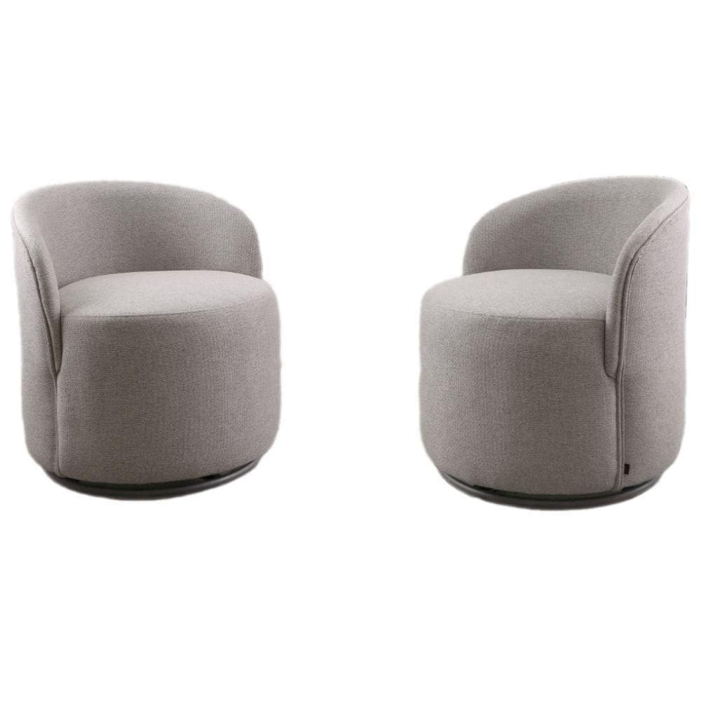 Conjunto Poltronas Decorativas Astrid Columbia Marrom Com Base Giratória