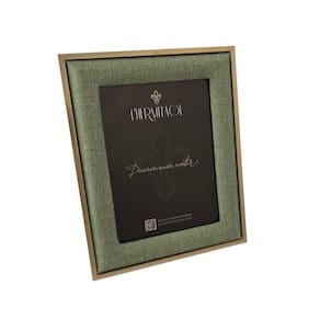 Porta Retrato Mdf - Linho Verde - Dourado 15 X 20cm