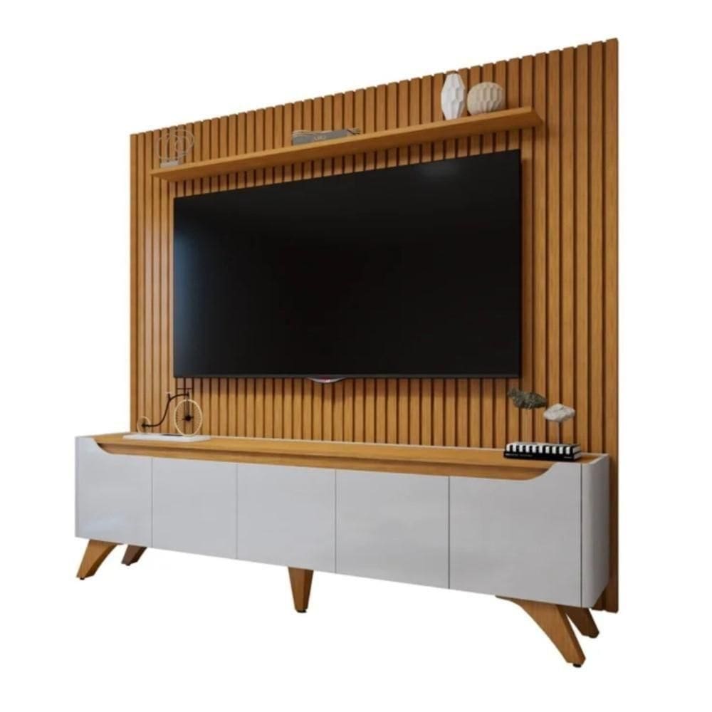 Conjunto Painel P Tv Até 75 Pol E Rack Off White Naturalle