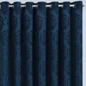 Cortina Jacquard 5,00x2,50 Para Varão Simples Azul