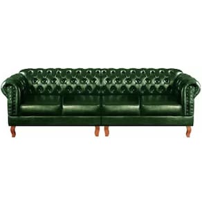 Sofá Chesterfield 4 Lugares Dom Pedro Vintage Retrô Capitonê Couro Verde