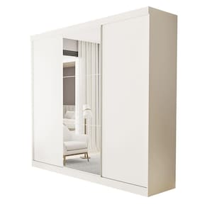 Guarda Roupa 3 Portas De Correr Com Espelho Central 4 Gavetas Barcelona Minastex Branco