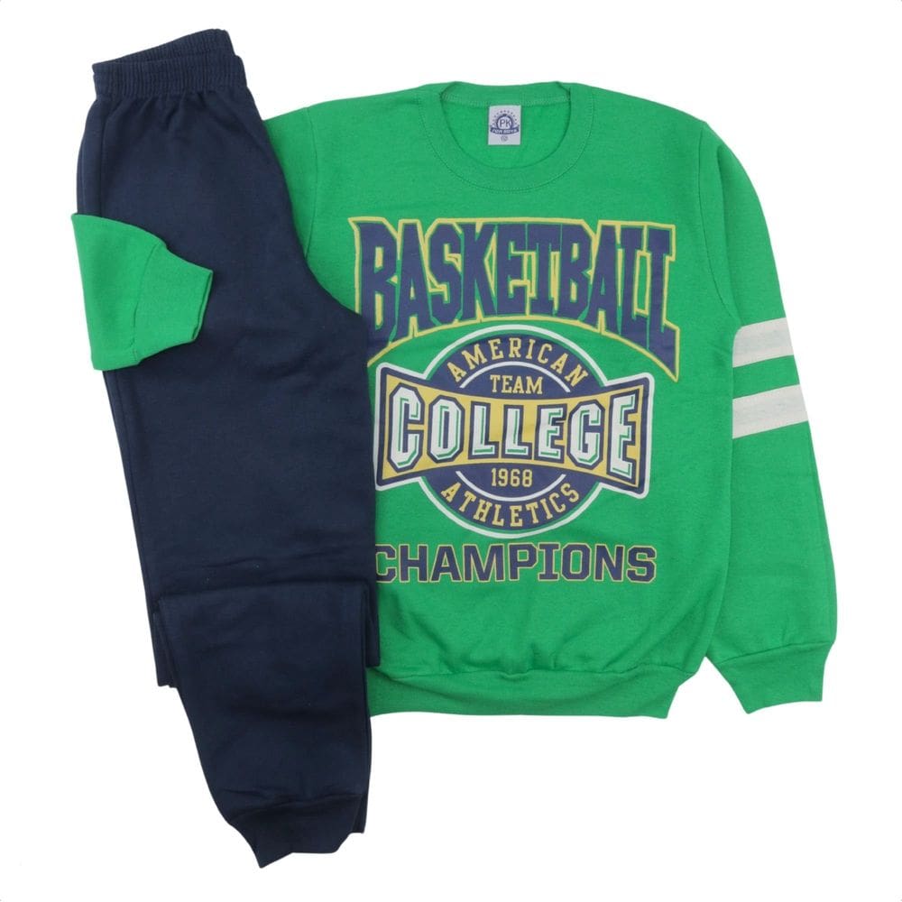 Conjunto Juvenil Moletom Flanelado Estampa Basketbal Inverno