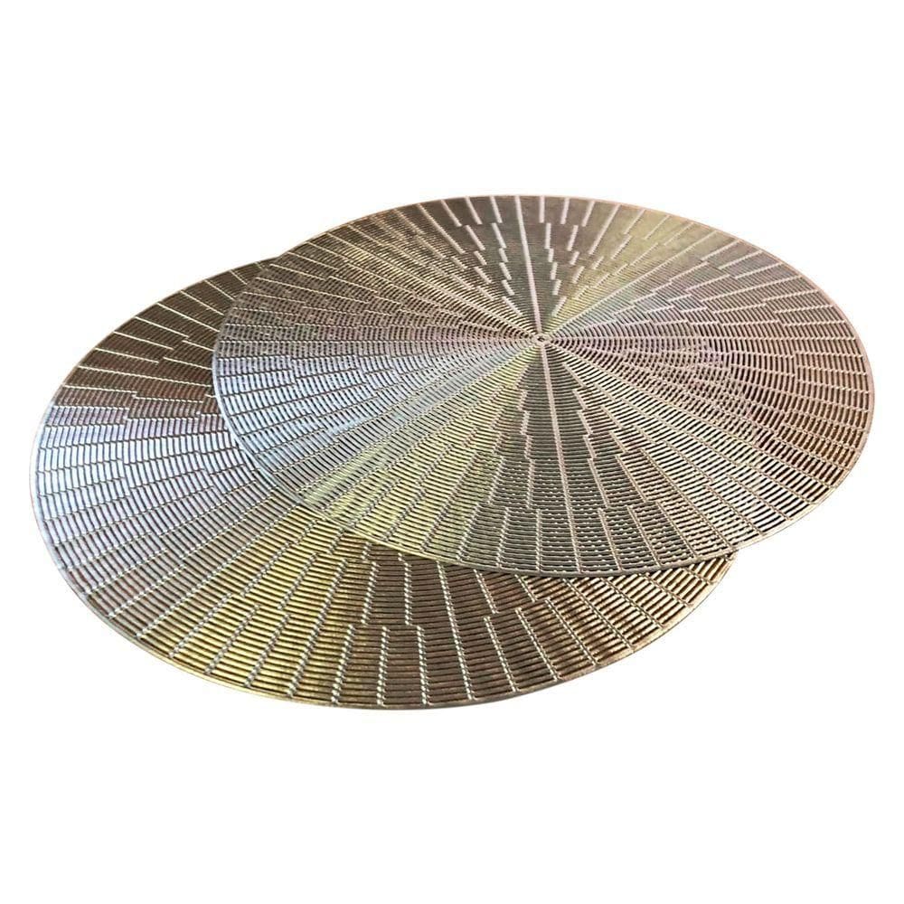 Jogo Americano 6 Peças Mesa Posta Mesa Redondo Linha Luxo Tamanho Grande Modelo Egípcio Em Pvc Cor:dourado