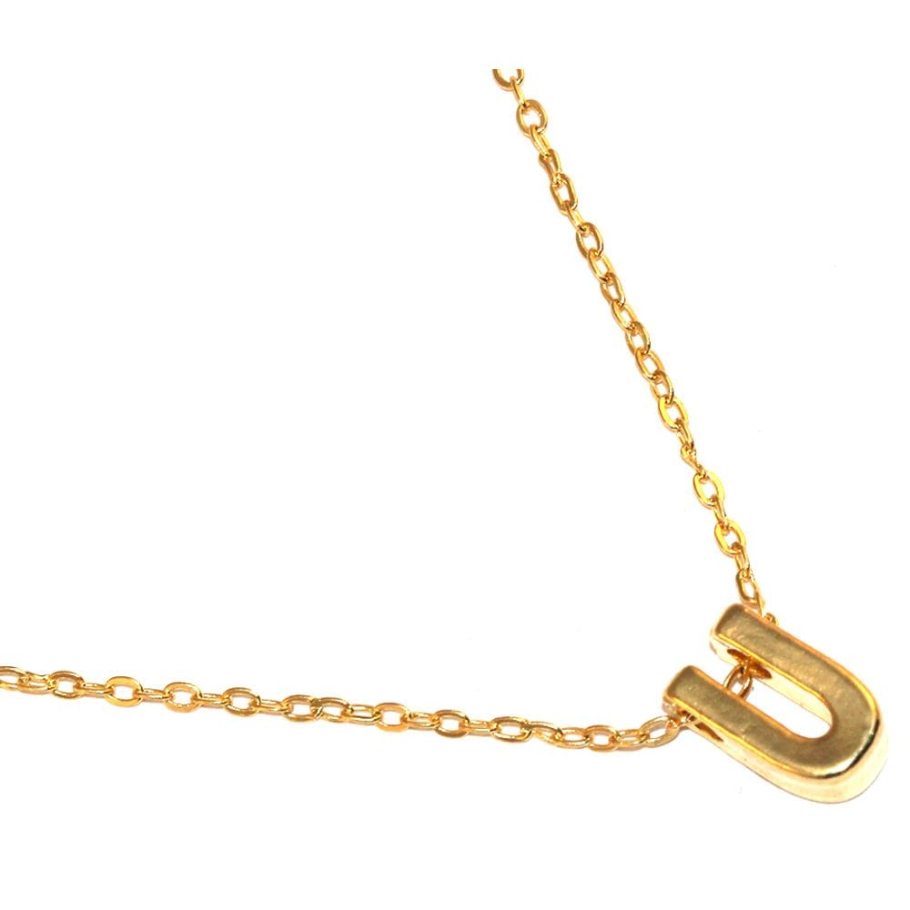 Colar Cordão Minha Inicial Letra U Folheado Ouro 18k