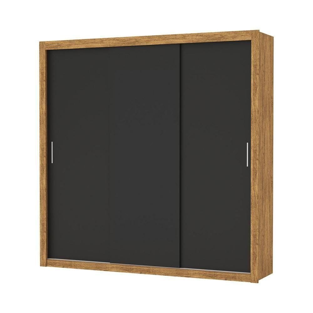 Guarda Roupa Roupeiro Clarice 3 Portas De Correr 4 Gavetas Carioca Cinamomo Preto