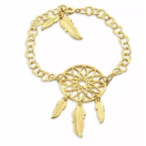 Pulseira Feminina Catador de Sonhos Folheado A Ouro 18k