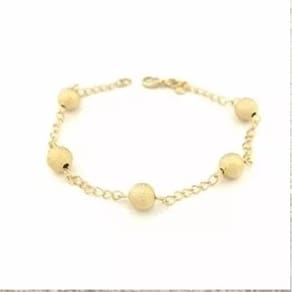 Pulseira Moça Delicada Bolas Fosca Festa Folheado 18k