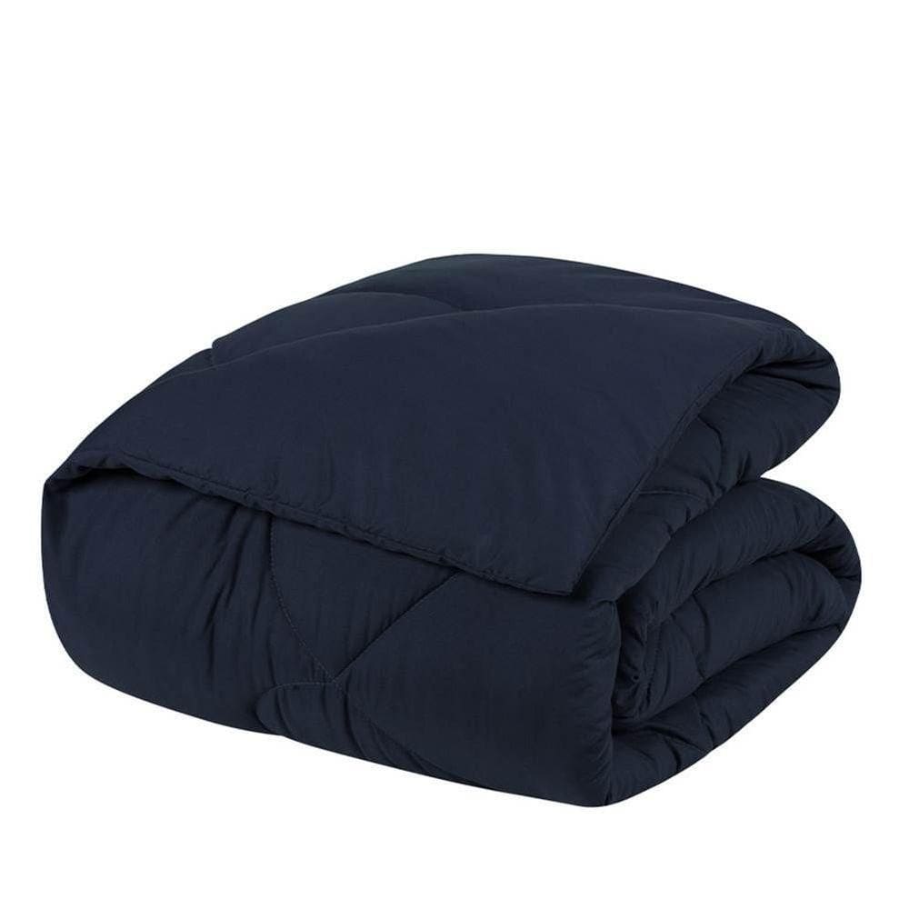 Edredom Queen Unique Dupla Face Micropercal 200 Fios Toque De Algodão 1 Peça - Azul Marinho