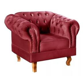 Poltrona Chesterfield Dom Pedro Vintage Retrô Capitonê Suede Bordô